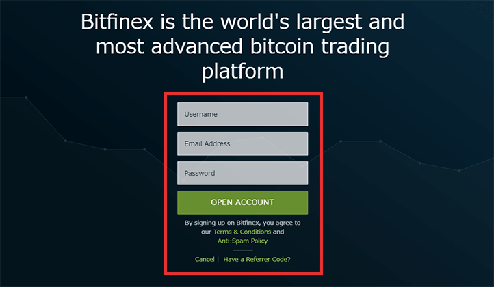 Bitfinex（ビットフィネックス）の口座開設方法手順