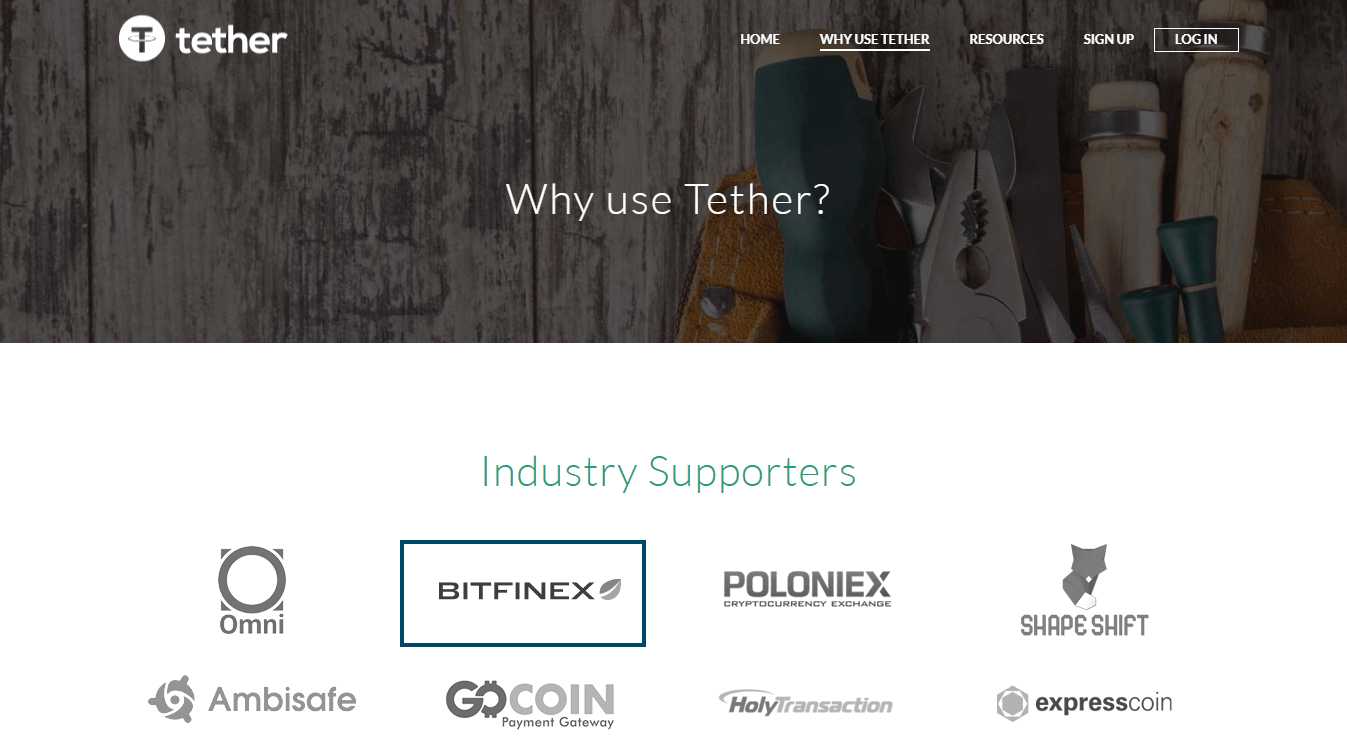 tether社公式サイト情報